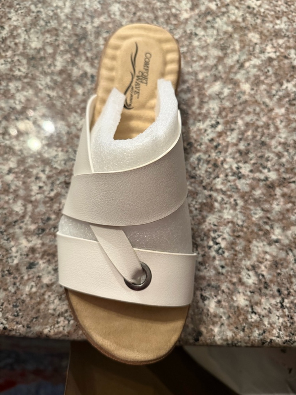 easy street White Crossover Slip-On Sandal